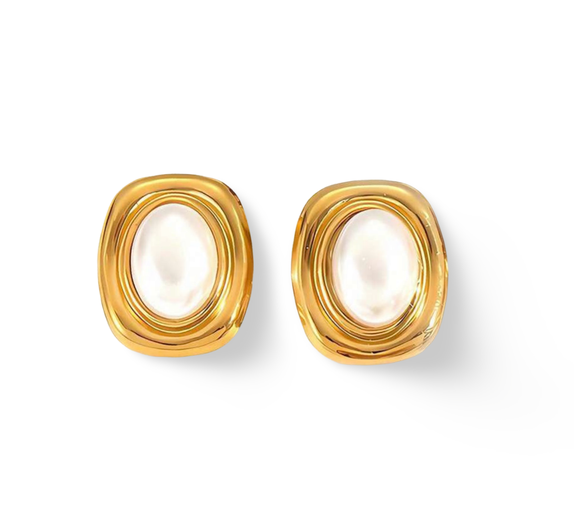 Golden aura pearl studs